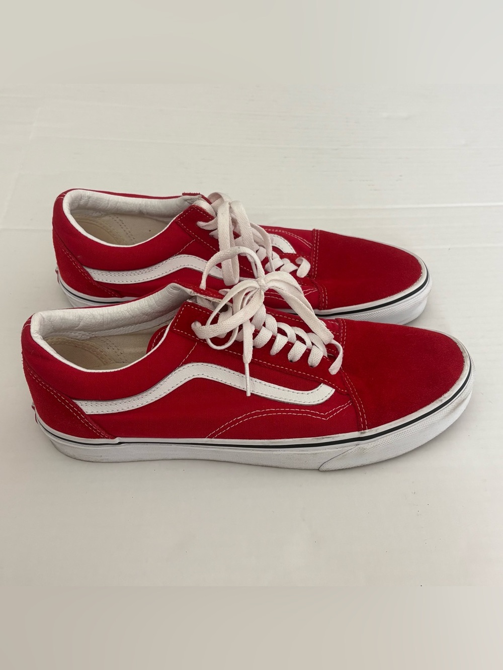 Vans Old Skool Red White Canvas Suede Lace Up Low Top Shoes Mens size 11